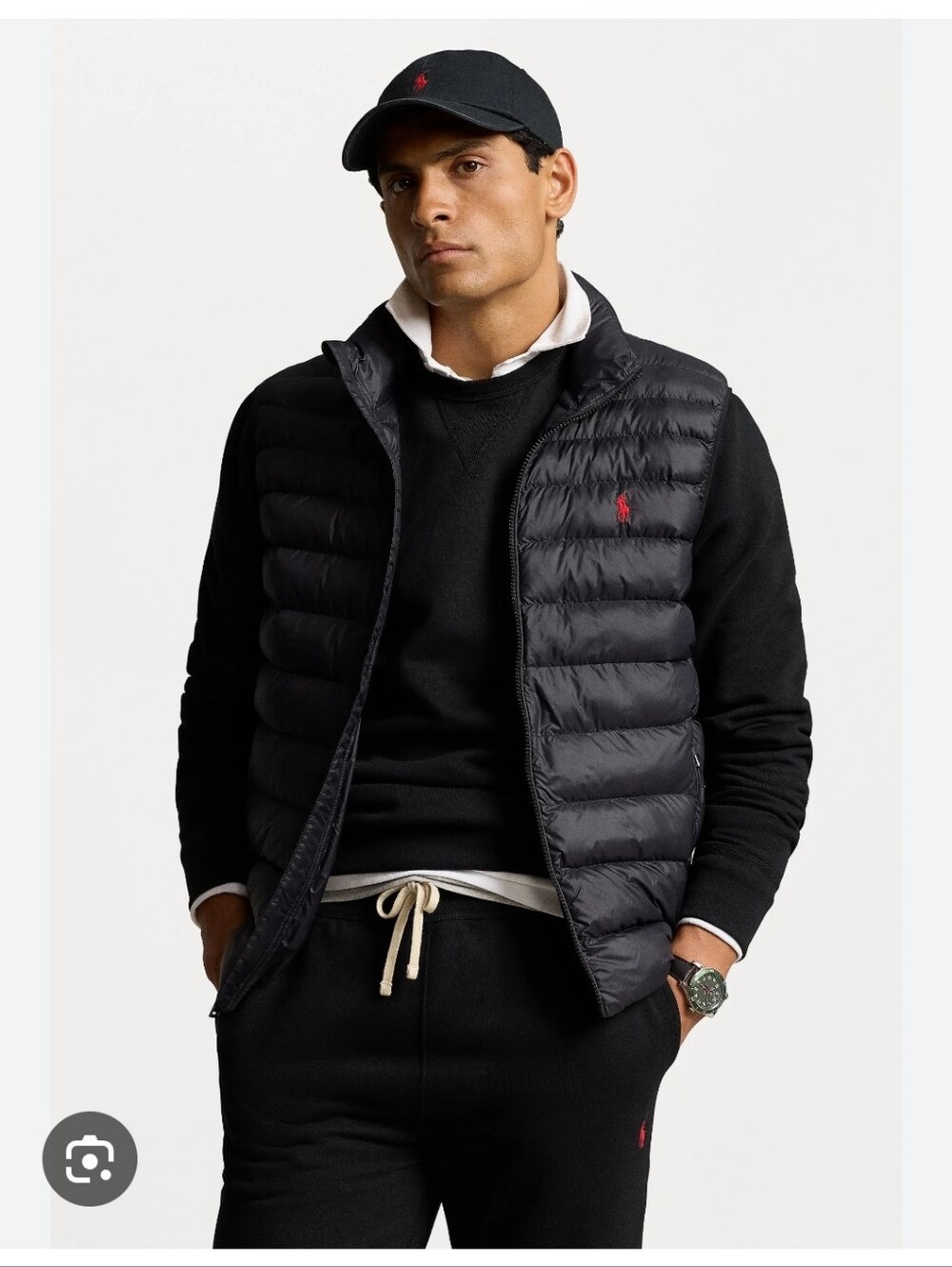 Polo by Ralph Lauren Black Quilted Packable Vest with Red Pony